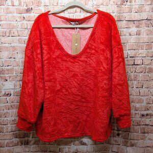 Tendency Sweatshirt Fuzzy V-Neck Size XXL NWT